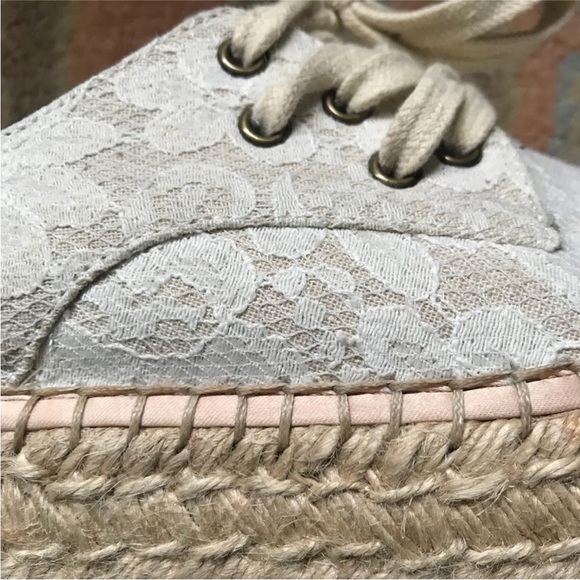 Vince Camuto Ivory White Floral Lace Up Espadrilles - Picture 9 of 10